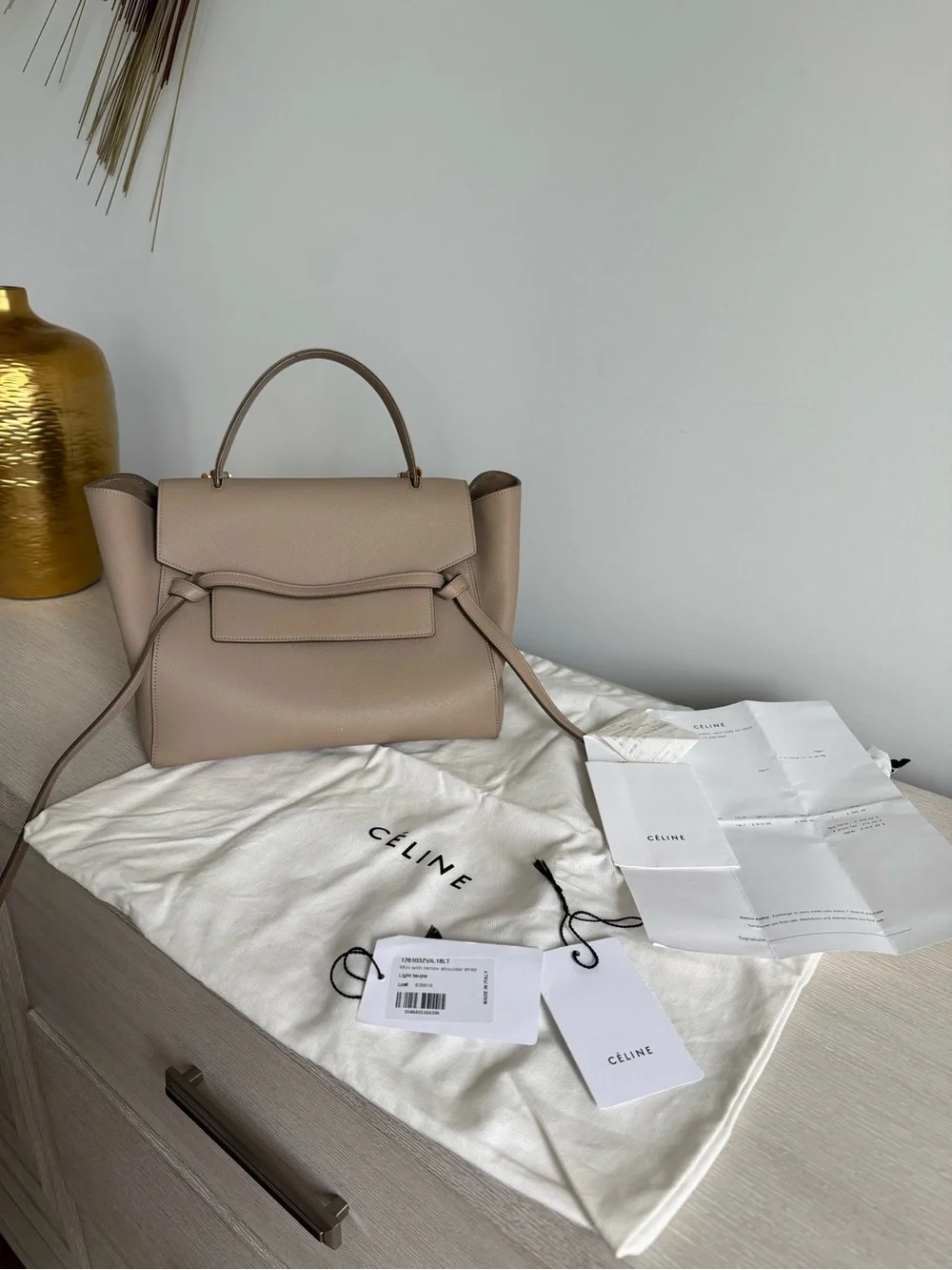 Celine Mini Belt Bag - Light Taupe - Excellent condition w/ tags and receipt